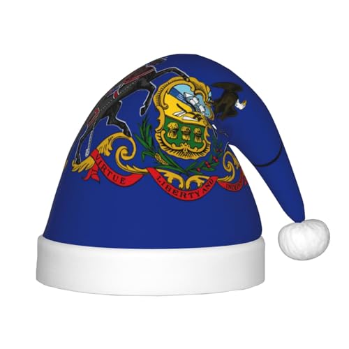 Longzehao Weihnachtsmütze mit Pennsylvania-Staatsflagge, für Kinder mit Plüschfell, Weihnachtsmützen für Silvesterparty Longzehao Weihnachtsmütze mit Pennsylvania-Staatsflagge, für Kinder mit Plüschfell, Weihnachtsmützen für Silvesterparty von Longzehao