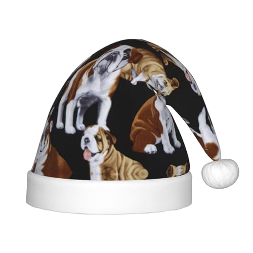 Longzehao Weihnachtsmützen mit englischen Bulldoggen für Kinder mit Plüschfell, Weihnachtsmützen für Neujahrsparty Longzehao Weihnachtsmützen mit englischen Bulldoggen für Kinder mit Plüschfell, Weihnachtsmützen für Neujahrsparty von Longzehao