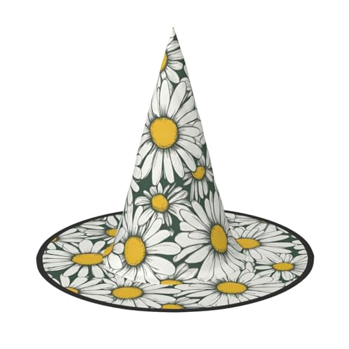 Longzehao Weißes Gänseblümchen-Druck, Halloween-Kostüm, Hexenhut, Erwachsene, Cosplay, Karneval, Party, Kostümzubehör Longzehao Weißes Gänseblümchen-Druck, Halloween-Kostüm, Hexenhut, Erwachsene, Cosplay, Karneval, Party, Kostümzubehör von Longzehao