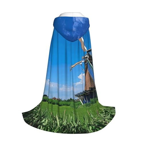 Longzehao Windmühlen-Umhang mit blauem Aufdruck für Kinder mit Halloween-/Weihnachts-/Cosplay-Kapuzenumhang-Kostüm von Longzehao
