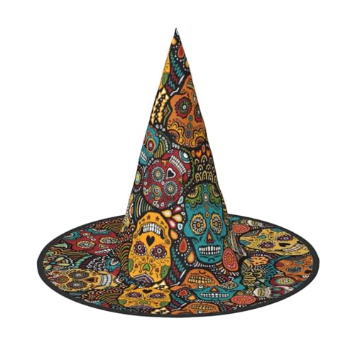 Longzehao Zucker und Totenköpfe Stil Druck Halloween Kostüm Hexenhut Erwachsene Cosplay Karneval Party Kostüm Zubehör Longzehao Zucker und Totenköpfe Stil Druck Halloween Kostüm Hexenhut Erwachsene Cosplay Karneval Party Kostüm Zubehör von Longzehao