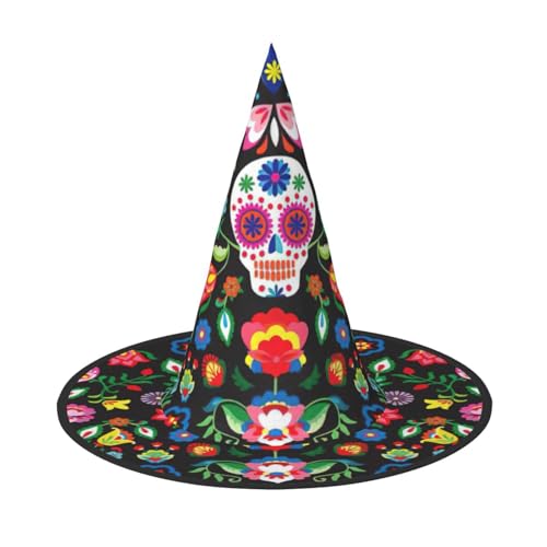 Longzehao Zucker und Totenköpfe und Blumen Druck Halloween Kostüm Hexenhut Erwachsene Cosplay Karneval Party Kostüm Zubehör Longzehao Zucker und Totenköpfe und Blumen Druck Halloween Kostüm Hexenhut Erwachsene Cosplay Karneval Party Kostüm Zubehör von Longzehao
