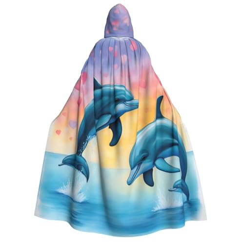 Unisex Kapuzenumhang mit Delfinen in Love Druck, für Erwachsene, Dekoration, Cosplay-Kostüme, Halloween-Kapuzenmantel Unisex Kapuzenumhang mit Delfinen in Love Druck, für Erwachsene, Dekoration, Cosplay-Kostüme, Halloween-Kapuzenmantel von Longzehao