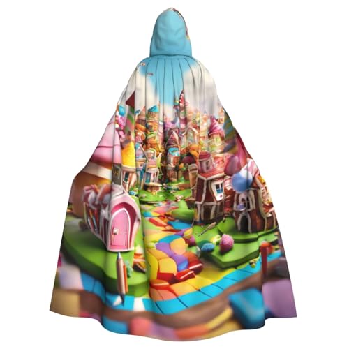 Unisex Roben Capes Erwachsene Candy Land Print Kapuzenumhang für Cosplay Halloween Karneval Kostüme von Longzehao