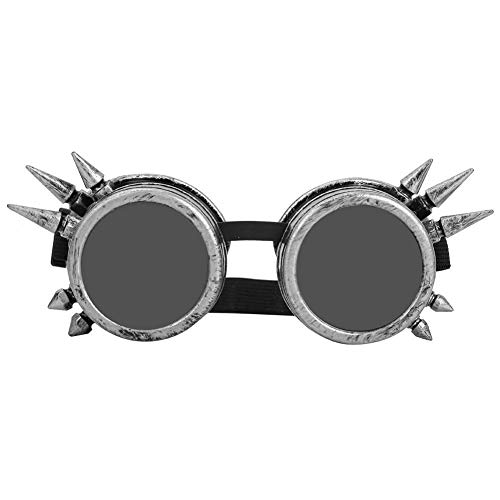 Longzhuo Winddichte Steampunk Vintage Stachelbrille Cyber ​​Brille Victorian Mens Womens Cosplay Goth Round(Grau) von Longzhuo