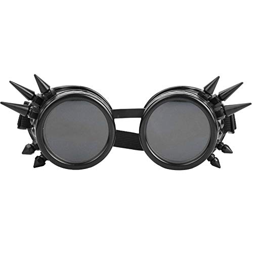Longzhuo Winddichte Steampunk Vintage Stachelbrille Cyber Brille Victorian Mens Womens Cosplay Goth Round(Schwarz) von Longzhuo