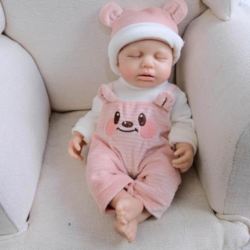 Lonian 12 Zoll Full Solid Silikon Puppe Lebensecht Reborn Schlafen Baby Realistische Neugeborenen Puppen, die wie Real Life Babies Aussehen (Rosa) von Lonian