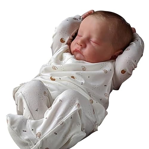 Lonian 19 Zoll 48 cm Augen geschlossene Vollsilikon-Babypuppe, die echt aussieht, wiedergeborene Babypuppe, echte Babypuppe, lebensechte Babypuppen von Lonian