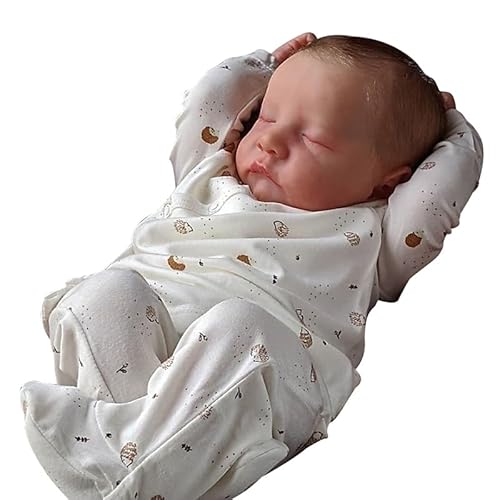 Lonian 19 Zoll 48 cm Augen geschlossene Vollsilikon-Babypuppe, die echt aussieht, wiedergeborene Babypuppe, echte Babypuppe, lebensechte Babypuppen von Lonian