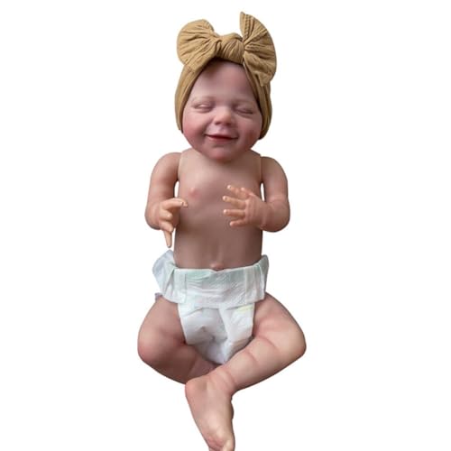 Lonian 19 Zoll 48 cm Ganzkörper-Vinyl-Silikon-Babypuppe Junge, anatomisch korrekte realistische Neugeborene Puppe mit geschlossenen Augen, Spielzeug, Geschenk für Kinder ab 3 Jahren von Lonian