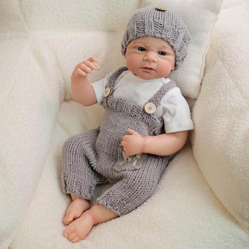 Lonian 19 Zoll Reborn-Puppen Realistische Neugeborenen Puppen Weicher Körper Poseable Full Vinyl Body Boy mit Fütterung Kit für Kinder (Elijah) von Lonian