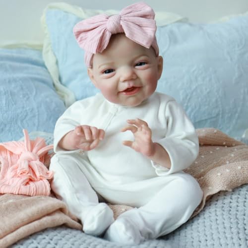 Lonian 20-Zoll lebensechte Reborn-Puppe mit weichem Körper - Realistische Neugeborene Mädchen-Silikonpuppe mit Kleidung, offenen Augen und Spielzubehör - Geschenk für Mädchen ab 3 Jahren von Lonian