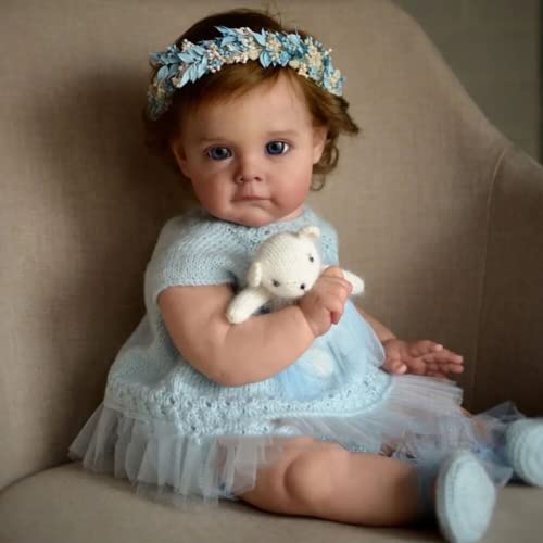 Lonian 24Inch Puppen 60cm Realistische Reborn Kleinkind Mädchen Puppen Weiche Vinyl Silikon Real Life Handgemachte Geburtstagsgeschenke Geeignet (Blue Eyes) von Lonian