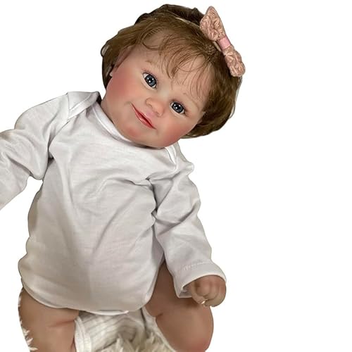 Lonian 48 cm realistische Silikon-Babypuppe für Neugeborene, die echt aussieht, lebensechte Frühchen-Babypuppen, weiches Babyspielzeug für Kinder (Weiß) von Lonian