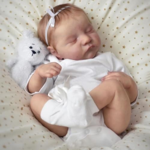 Lonian Lovely Real Look Reborn Babypuppen 19 Zoll 48 cm Silikon lebensechte Babypuppe mit Wurzelhaar, realistisches Neugeborenes Puppenspielzeug, Geschenk für Kinder ab 3 Jahren (Mädchen) von Lonian