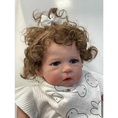 Lonian Niedliche 24-Zoll-60-cm-Reborn-Babypuppe mit Langen Haaren, Mädchenpuppe, weiches Silikon, echtes Baby-Kleinkind-Puppenspielzeug für Kinder ab 3 Jahren von Lonian