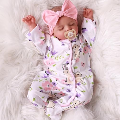 Lonian Reborn Babies Puppen 18 Zoll realistische Neugeborene Mädchen lebensechte echte Baby schlafen Baby Weichheit Tuch Körper, der niedlich Aussehen Kleinkind von Lonian