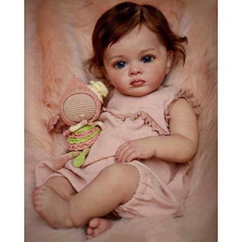 Lonian Reborn Baby Dolls 24inch 60CM Lovely Reborn Toddler Girl Dolls Soft Vinyl Body Handmade Doll Adorable Princess Toddler Doll Visible Venis Reborn Babies Toy (Blau Augen) von Lonian