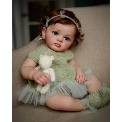 Lonian Reborn Baby Puppen 60cm Realistische Reborn Kleinkind Mädchen Puppen Weiche Vinyl Silikon Real Life Handgemachte Reborn Babys Geburtstagsgeschenke Geeignet für Alter 3+ (Green) von Lonian