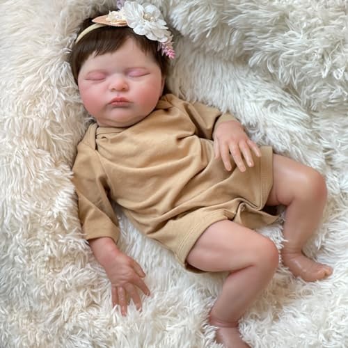 Lonian Reborn-Babypuppen, realistische Babypuppe, 48 cm, lebensechte Reborn-Puppe, weiches Silikon, schlafende Mädchenpuppe, Geschenksets für Mädchen ab 3 Jahren von Lonian