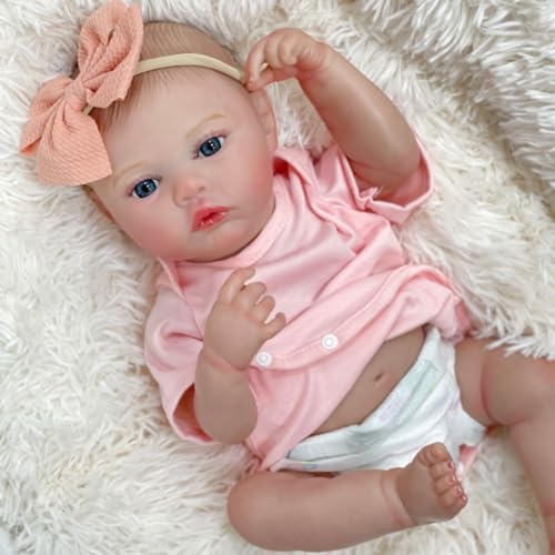 Lonian Reborn Babypuppen – realistische Babymädchenpuppen für Neugeborene, Vollsilikon-Vinyl-Babymädchen mit Futterspielzeug-Zubehör von Lonian