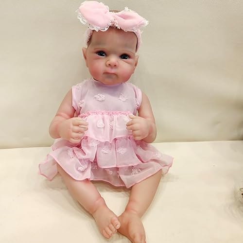 Lonian Reborn Dolls Girl - 18 Inches Handmade Washable Reborn Babies Soft Vinyl Body with Anatomically Correct, Reborn Baby Doll Looks Like a Real Baby (Rosa) von Lonian