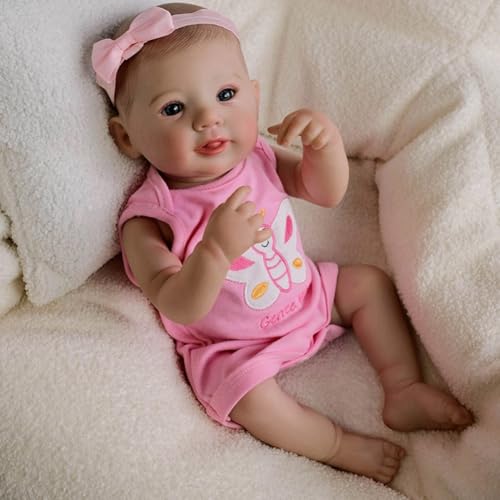 Lonian Reborn Mädchen Puppen 19 Zoll Reborn Puppen Realistische Neugeborenes Baby Puppen Soft Body Poseable Full Vinyl Body Girl Like a Baby mit Fütterung Kit für Kinder (Abigail) von Lonian