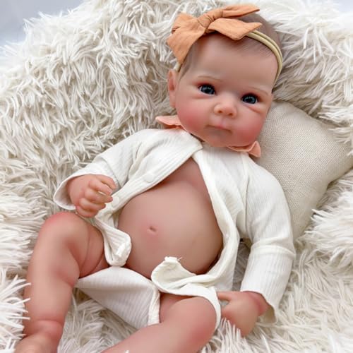 Lonian Reborn-Puppen, 18 Zoll, 45 cm, Ganzkörper-Silikon-Vinyl, realistisches Baby, lebensechte Reborn-Puppen, realistisches Neugeborenes, Mädchen-Spielzeug, (Weiß) von Lonian