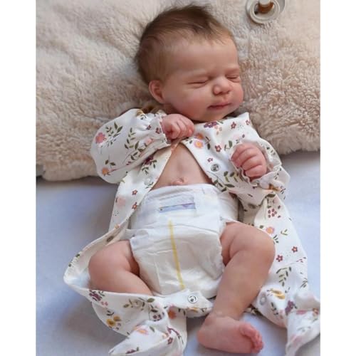 Lonian Reborn-Puppen, 18 Zoll, 48 cm, Ganzkörper-Vinyl-Silikon-Babypuppe, Mädchen, anatomisch korrekt, handwurzelndes Haar, Augen geschlossen, Spielzeug, Geschenk für Kinder ab 3 Jahren von Lonian