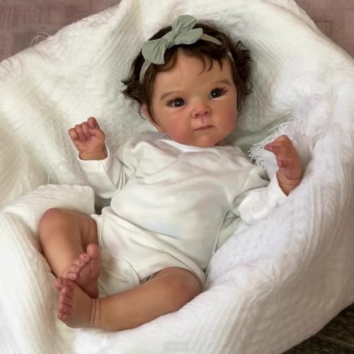 Lonian Reborn Puppen 18 Zoll realistische Baby Weichheit Körper Real Life Neugeborenes Puppe Mädchen Lovely Awake für Kinder Geburtstag & Sammeln (Braune Augen) von Lonian