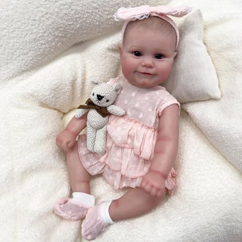 Lonian Reborn Puppen - 19 Zoll handgefertigte realistische Baby Mädchen Puppen Ganzkörper Vinyl Silikon mit Zubehör (Rosa) von Lonian
