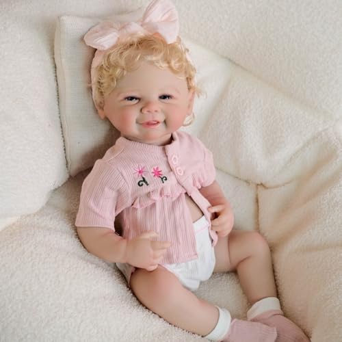 Lonian Reborn Puppen Vinly Silikon Ganzkörper realistische neugeborenes Baby Mädchen 19 Zoll echtes Leben wie Puppen, die echt aussehende Baby Leben Größe Puppe Aussehen (Blondes Haar) von Lonian