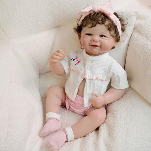 Lonian Reborn Puppen Vinly Silikon Ganzkörper realistische neugeborenes Baby Mädchen 19 Zoll echtes Leben wie Puppen, die echt aussehende Baby Leben Größe Puppe Aussehen (Schwarzes Haar) von Lonian