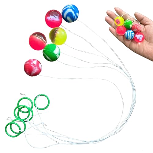 Lonimia Gummiball Spielzeug, 20pcs Kinder Bouncy Balls, bunte Schleife Bouncy Balls, Kinder Geburtstag Geschenk/Party/Geschenk Bouncy Balls (Schnurgebunden 2.5*25CM) von Lonimia