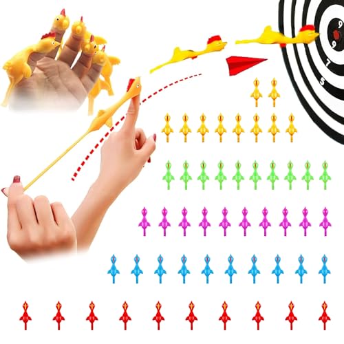 Schleuder Huhn,50PCS Kinderspielzeug lustig Finger dehnbar Flick Fliegende Hühner Kinder Party Favors Geschenk,Neuartiges Stressabbau-Spielzeug,5 Farben & Jede Menge Davon,Schöne Geschenke für Kinder von Lonimia