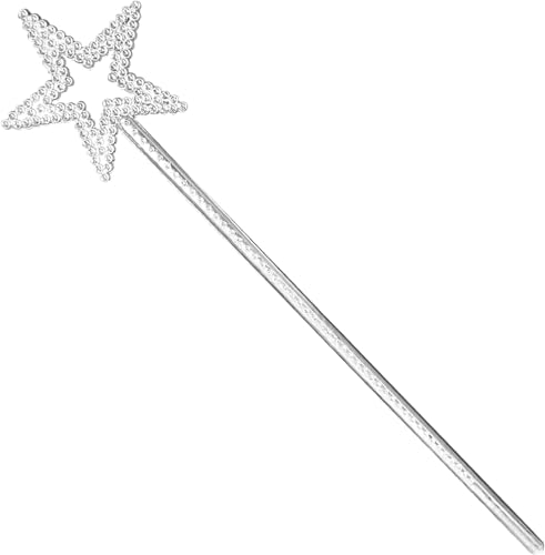 Feenstab Zauberstern für Kinder – Schimmernde Prinzessin & Fee Patentante Kostüm Zubehör | Ultra-haltbarer Proof PP Kunststoff | Halloween Dress Up Kostüm Zubehör Geschenk (Silber) von Lonurya