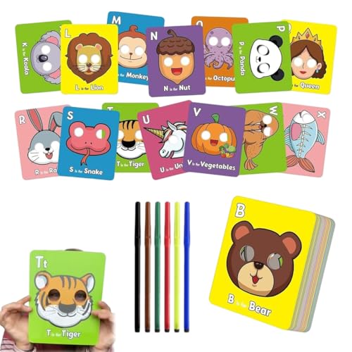 26 Alphabet-ABC-Karteikarten Mit Tiermasken, 2025 Neue Riesige Bunte Alphabet-Maskenkarten, Interaktive Lernspiele, Buchstaben Lernen, Englische Sätze Für Partys von Lonvgrt