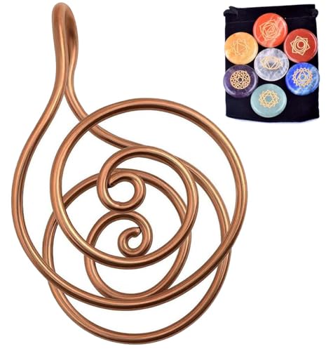 Kupfer-Handflächenring, Reiki-Energiespirale, Handringe for Meditation Und Energieheilung, Handgefertigte Kupfermanschetten for Kristallarbeit, Manifestation Und Chakra-Ausgleich(with Gem,1pc) von Lonvgrt