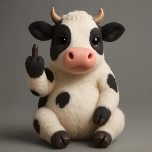 Lernen Sie die Attitude Squad kennen: Kleine Plüsch-Rebellen mit Frechheit und Kuschelfreude, Plüschtiere im Taschenformat mit Stressabbau-Humor und rebellischem Charme, lustige Geschenke(Cow) von Lonvgrt