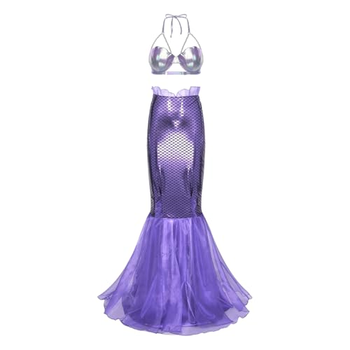 Loodgao Damen Halloween Meerjungfrau Kostüm Glänzend BH Top Neckholder Bra Oberteil und High Waist Fischschuppen Rock Maxirock Fischschwanz Typ C XXL Loodgao Damen Halloween Meerjungfrau Kostüm Glänzend BH Top Neckholder Bra Oberteil und High Waist Fischschuppen Rock Maxirock Fischschwanz Typ C XXL von Loodgao
