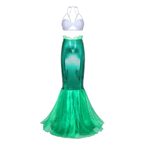 Loodgao Damen Halloween Meerjungfrau Kostüm Glänzend BH Top Neckholder Bra Oberteil und High Waist Fischschuppen Rock Maxirock Fischschwanz Typ E XL Loodgao Damen Halloween Meerjungfrau Kostüm Glänzend BH Top Neckholder Bra Oberteil und High Waist Fischschuppen Rock Maxirock Fischschwanz Typ E XL von Loodgao