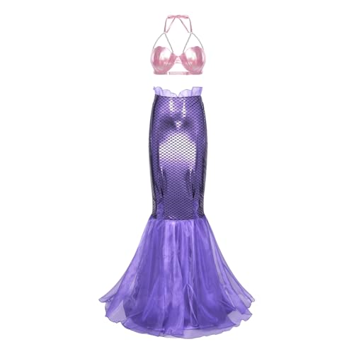 Loodgao Damen Halloween Meerjungfrau Kostüm Glänzend BH Top Neckholder Bra Oberteil und High Waist Fischschuppen Rock Maxirock Fischschwanz Typ I L Loodgao Damen Halloween Meerjungfrau Kostüm Glänzend BH Top Neckholder Bra Oberteil und High Waist Fischschuppen Rock Maxirock Fischschwanz Typ I L von Loodgao