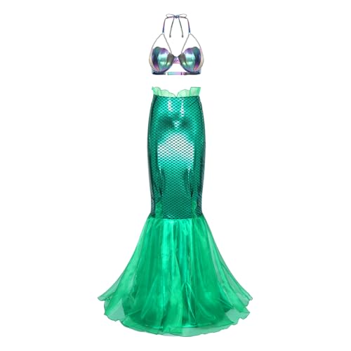 Loodgao Damen Halloween Meerjungfrau Kostüm Glänzend BH Top Neckholder Bra Oberteil und High Waist Fischschuppen Rock Maxirock Fischschwanz Typ K S Loodgao Damen Halloween Meerjungfrau Kostüm Glänzend BH Top Neckholder Bra Oberteil und High Waist Fischschuppen Rock Maxirock Fischschwanz Typ K S von Loodgao