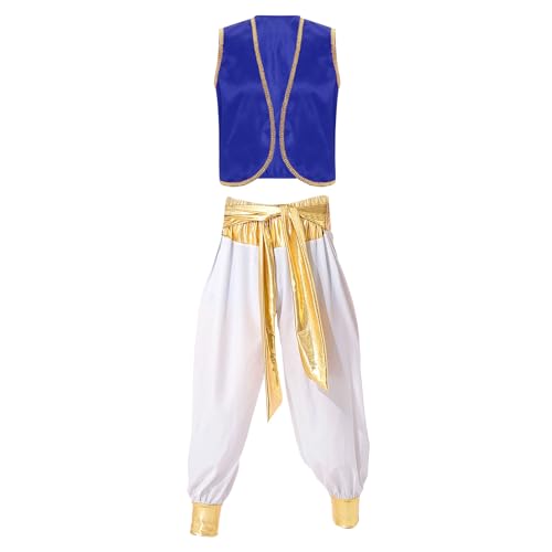 Loodgao Herren Arabische Weste Satin Gilet und Orientalische Hose Weites Bein Pumphose Haremshose mit Metallic Stoffgürtel Cartoon Figur Cosplay Outfits Königsblau Weiß L Loodgao Herren Arabische Weste Satin Gilet und Orientalische Hose Weites Bein Pumphose Haremshose mit Metallic Stoffgürtel Cartoon Figur Cosplay Outfits Königsblau Weiß L von Loodgao