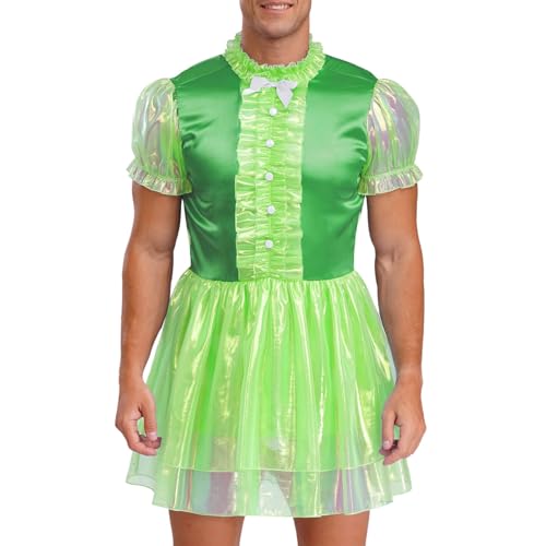 Loodgao Herren Sissy Nachthemden Kurzarm Satin Tutu Kleider Vintage Retro Diestmädchen Kostüm Französische Zimmermädchen Uniformen Elegant Nachtwäsche Grün XXL Loodgao Herren Sissy Nachthemden Kurzarm Satin Tutu Kleider Vintage Retro Diestmädchen Kostüm Französische Zimmermädchen Uniformen Elegant Nachtwäsche Grün XXL von Loodgao