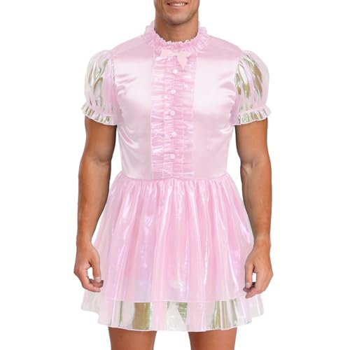 Loodgao Herren Sissy Nachthemden Kurzarm Satin Tutu Kleider Vintage Retro Diestmädchen Kostüm Französische Zimmermädchen Uniformen Elegant Nachtwäsche Rosa 3XL Loodgao Herren Sissy Nachthemden Kurzarm Satin Tutu Kleider Vintage Retro Diestmädchen Kostüm Französische Zimmermädchen Uniformen Elegant Nachtwäsche Rosa 3XL von Loodgao