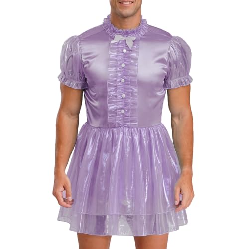 Loodgao Herren Sissy Nachthemden Kurzarm Satin Tutu Kleider Vintage Retro Diestmädchen Kostüm Französische Zimmermädchen Uniformen Elegant Nachtwäsche Violett 3XL Loodgao Herren Sissy Nachthemden Kurzarm Satin Tutu Kleider Vintage Retro Diestmädchen Kostüm Französische Zimmermädchen Uniformen Elegant Nachtwäsche Violett 3XL von Loodgao
