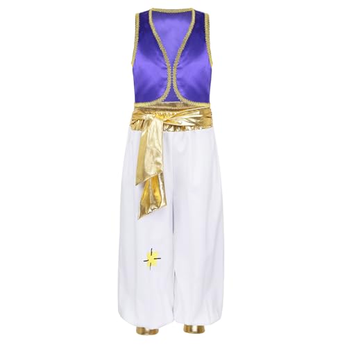 Loodgao Jungen Arabische Weste Satin Gilet und Orientalische Hose Weites Bein Pumphose Haremshose mit Metallic Stoffgürtel Cartoon Figur Cosplay Outfits Dunkelviolett 110-116 Loodgao Jungen Arabische Weste Satin Gilet und Orientalische Hose Weites Bein Pumphose Haremshose mit Metallic Stoffgürtel Cartoon Figur Cosplay Outfits Dunkelviolett 110-116 von Loodgao