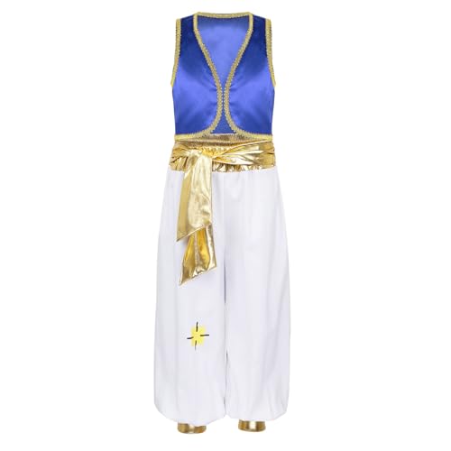 Loodgao Jungen Arabische Weste Satin Gilet und Orientalische Hose Weites Bein Pumphose Haremshose mit Metallic Stoffgürtel Cartoon Figur Cosplay Outfits Königsblau 122-128 Loodgao Jungen Arabische Weste Satin Gilet und Orientalische Hose Weites Bein Pumphose Haremshose mit Metallic Stoffgürtel Cartoon Figur Cosplay Outfits Königsblau 122-128 von Loodgao