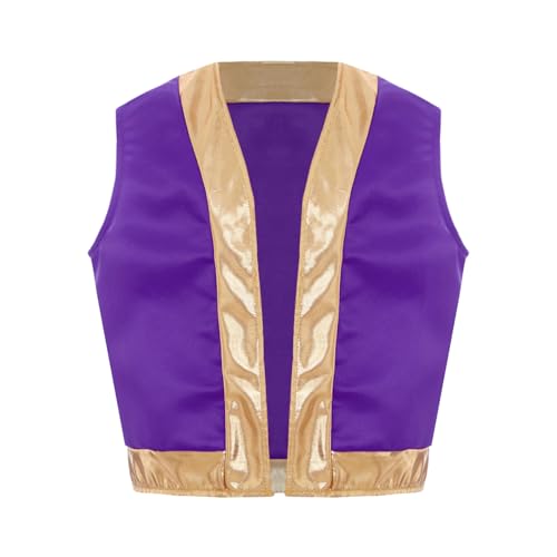 Loodgao Jungen Weste Ärmellos Vorne Offene Gilet mit Goldenem Besatz Spielfigur Cosplay Rollenspiel Verkleidung Tunika Top Oberteil Violett 170 von Loodgao